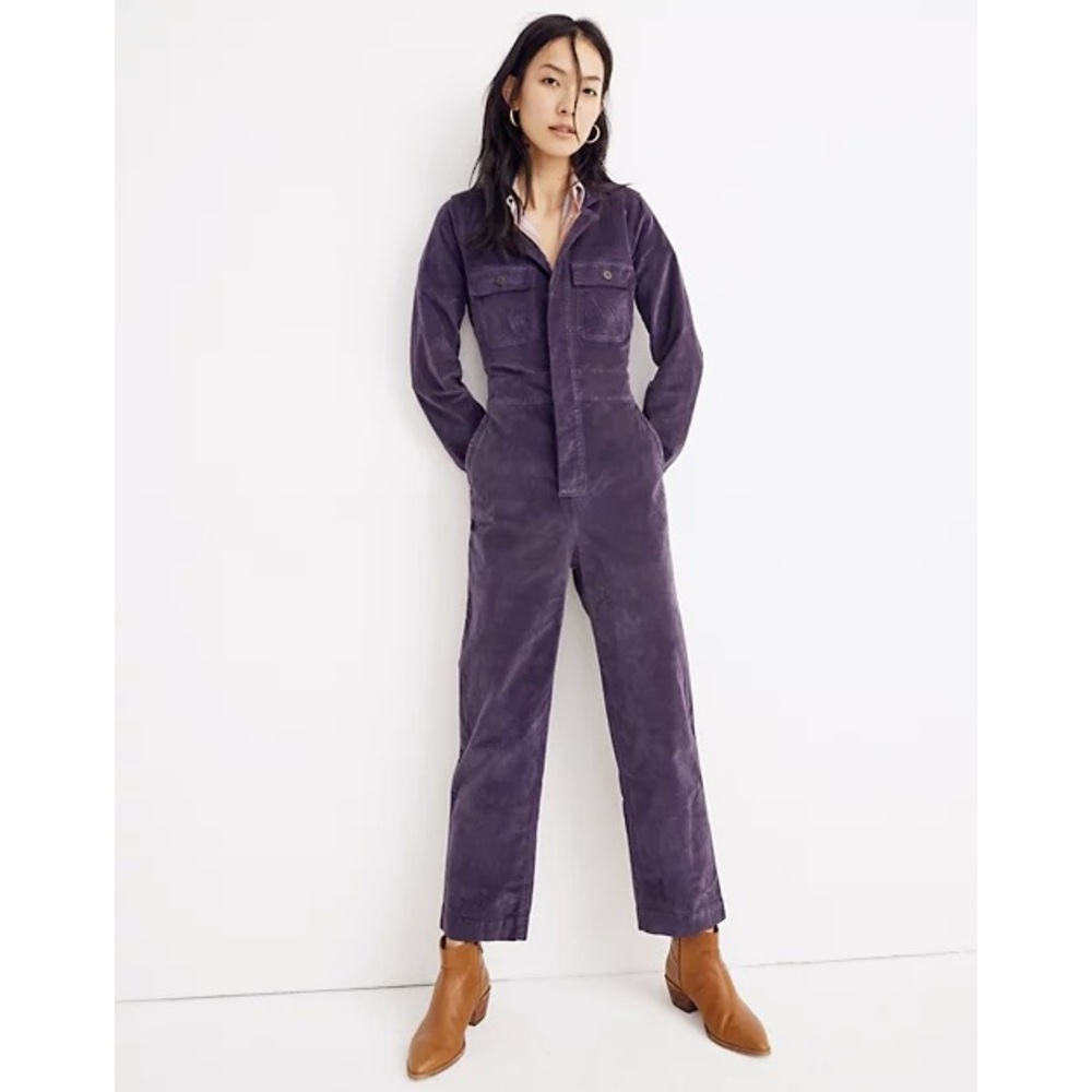 Madewell purple velveteen slim coverall
